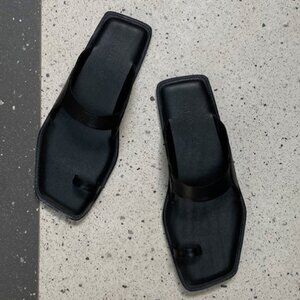 Black leather sandals